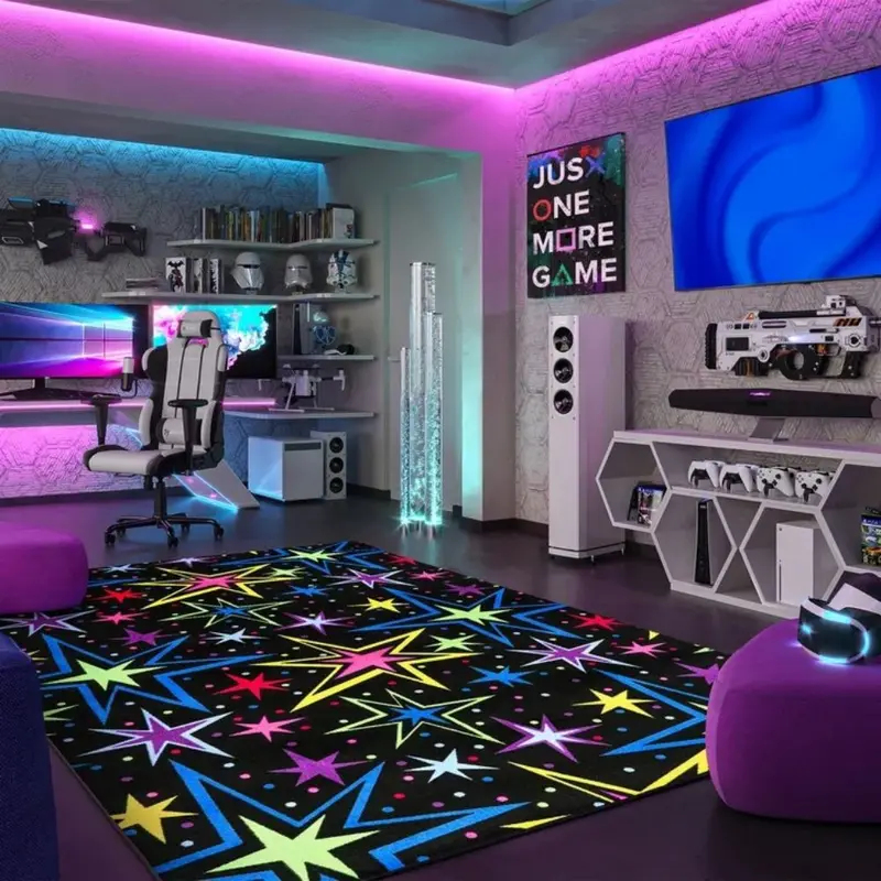 Gaming Console Room - VIKAMA Gaming Star Area Rug Black