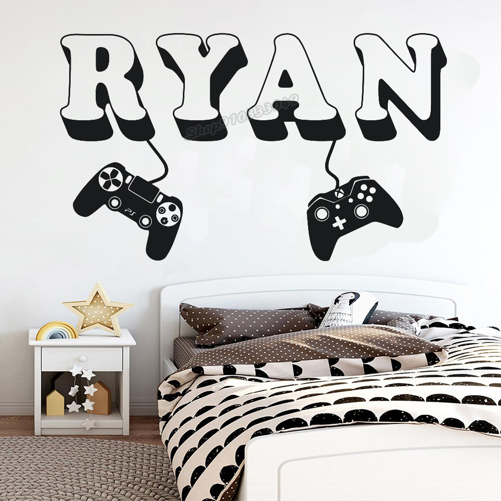Gamer wall Sticker Custom Name - огляд і ціна Gaming Console Room